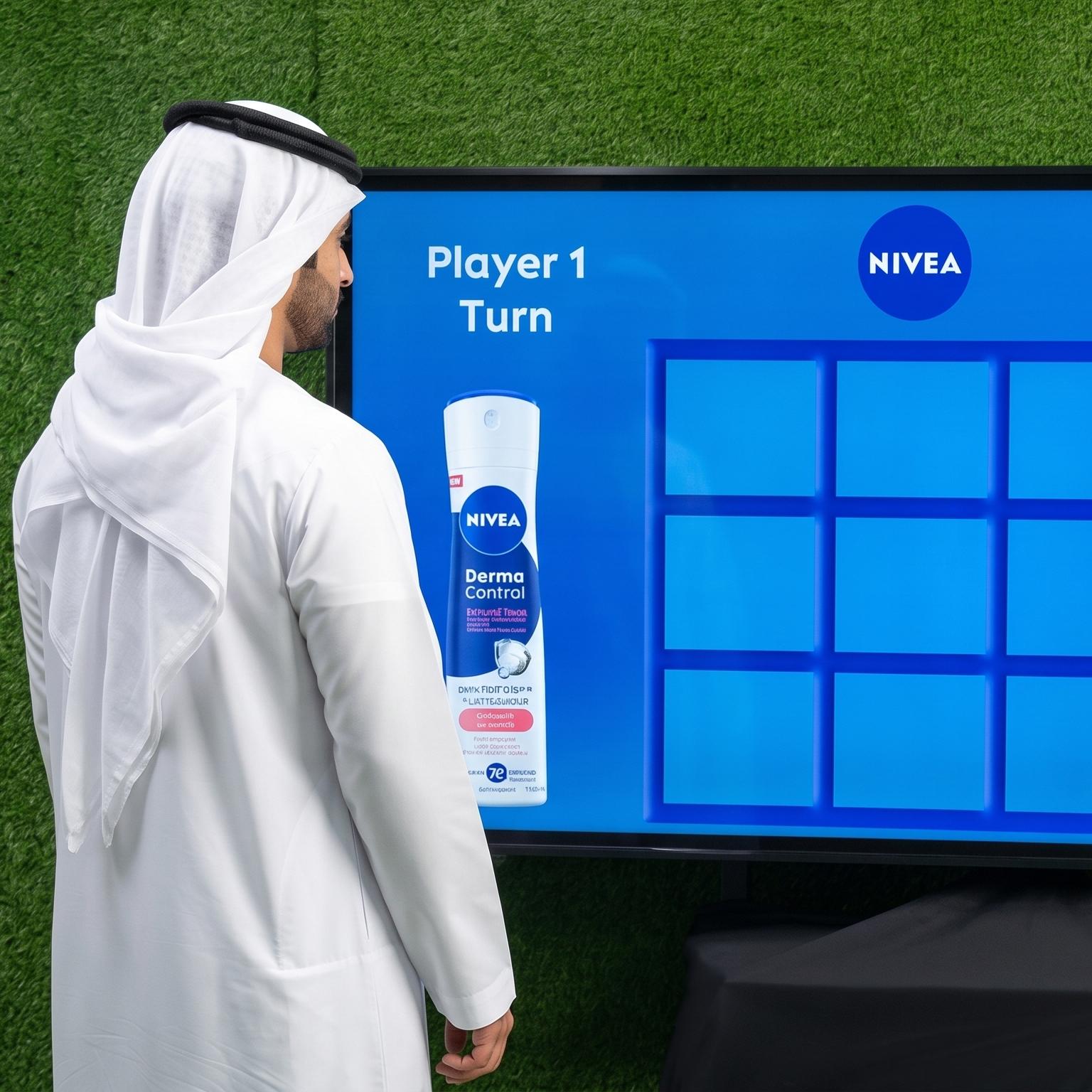 Interactive AI Tic-Tac-Toe game display for event brand activation in Dubai